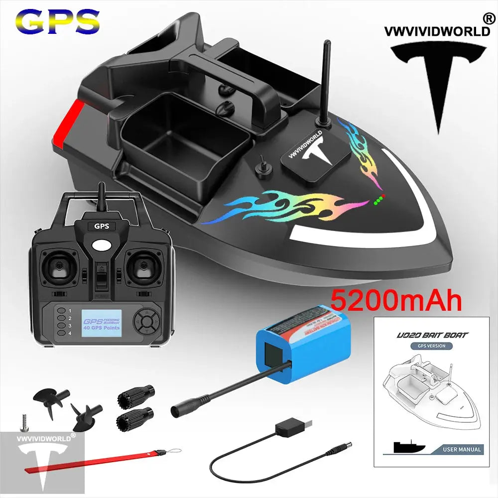 GPS Fishing Bait Boat – 2KG Capacity, 40 Waypoints & Auto Return - Model to assemble