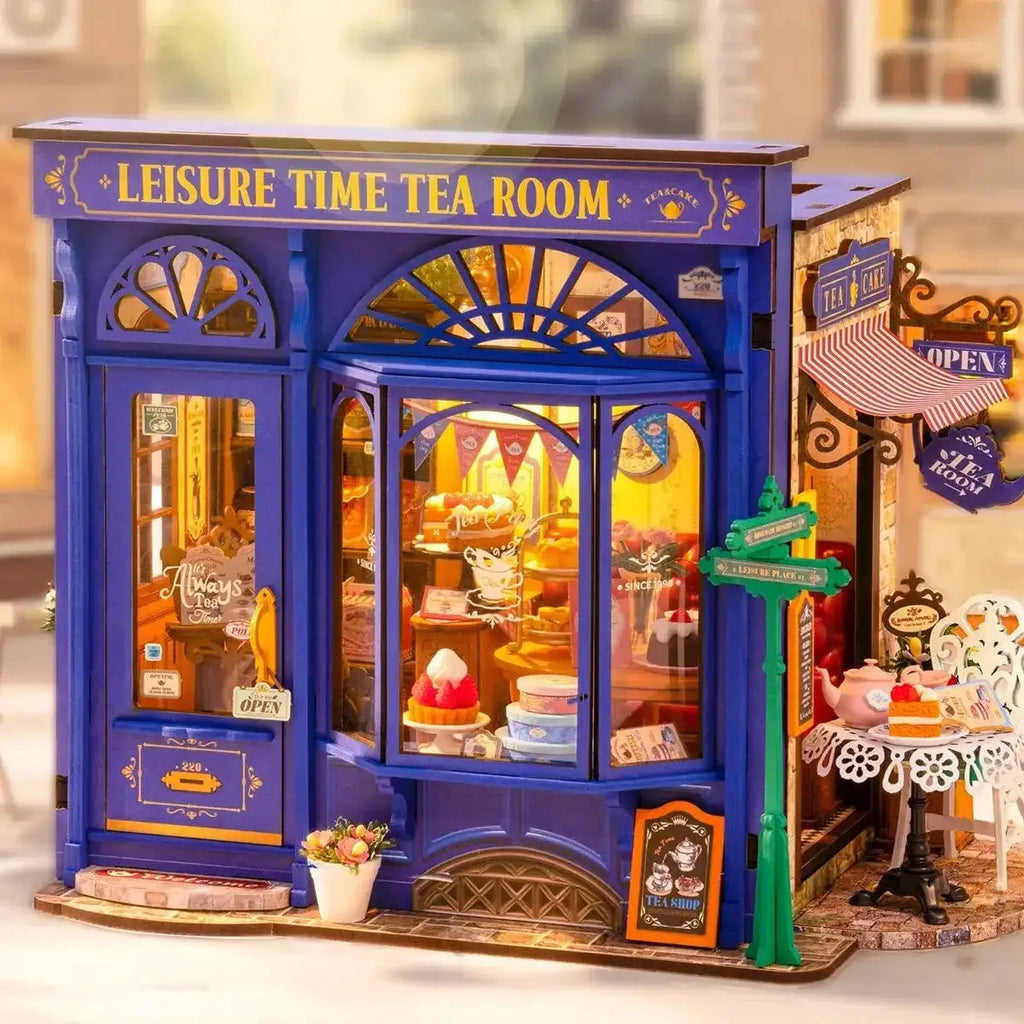 Leisure Time Tea Room DIY Miniature House Kit with LED Light
