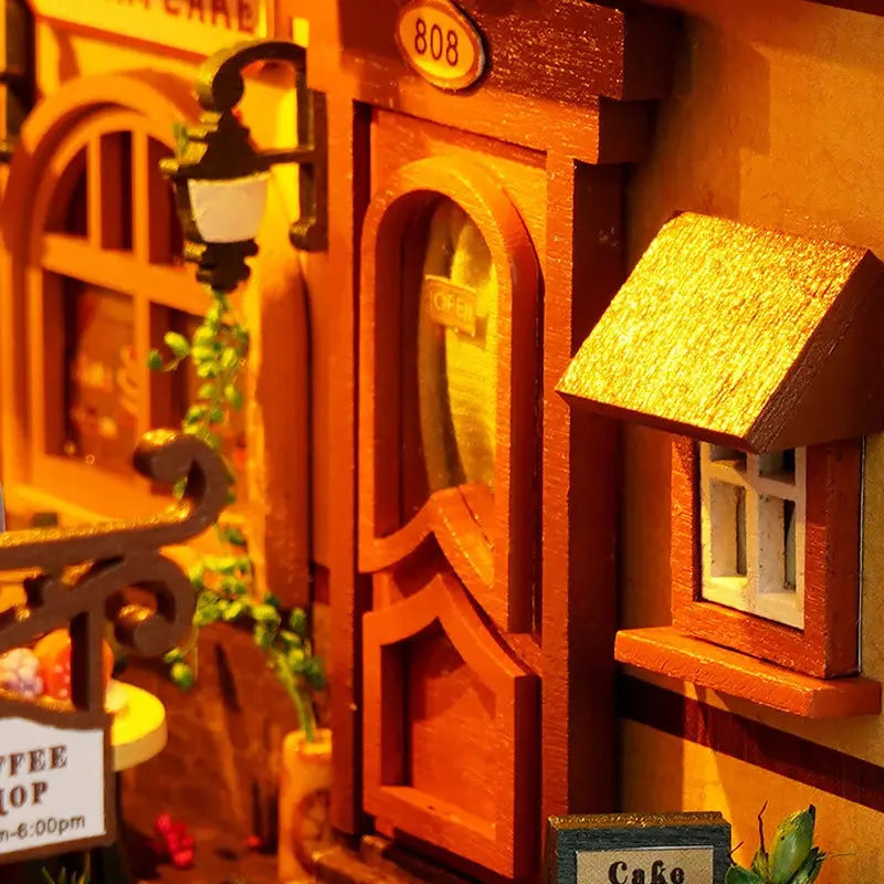 Wooden Doll House Bookshelf With Light - Model to assemble