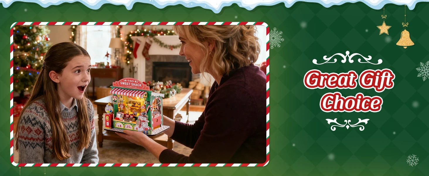 Christmas Candy Stall Dolls House, Christmas Decor - Model to assemble