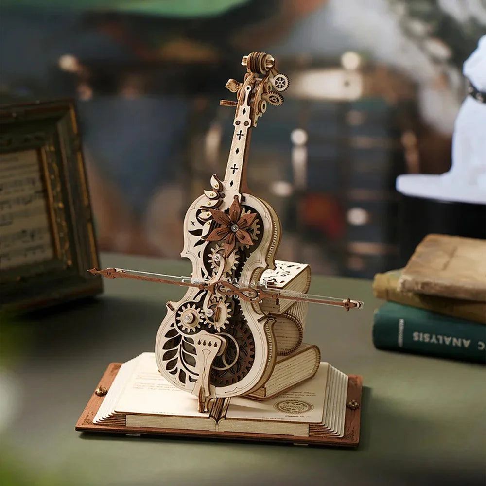 Cello Mechanical Music Box, Moveable Stem - Model to assemble