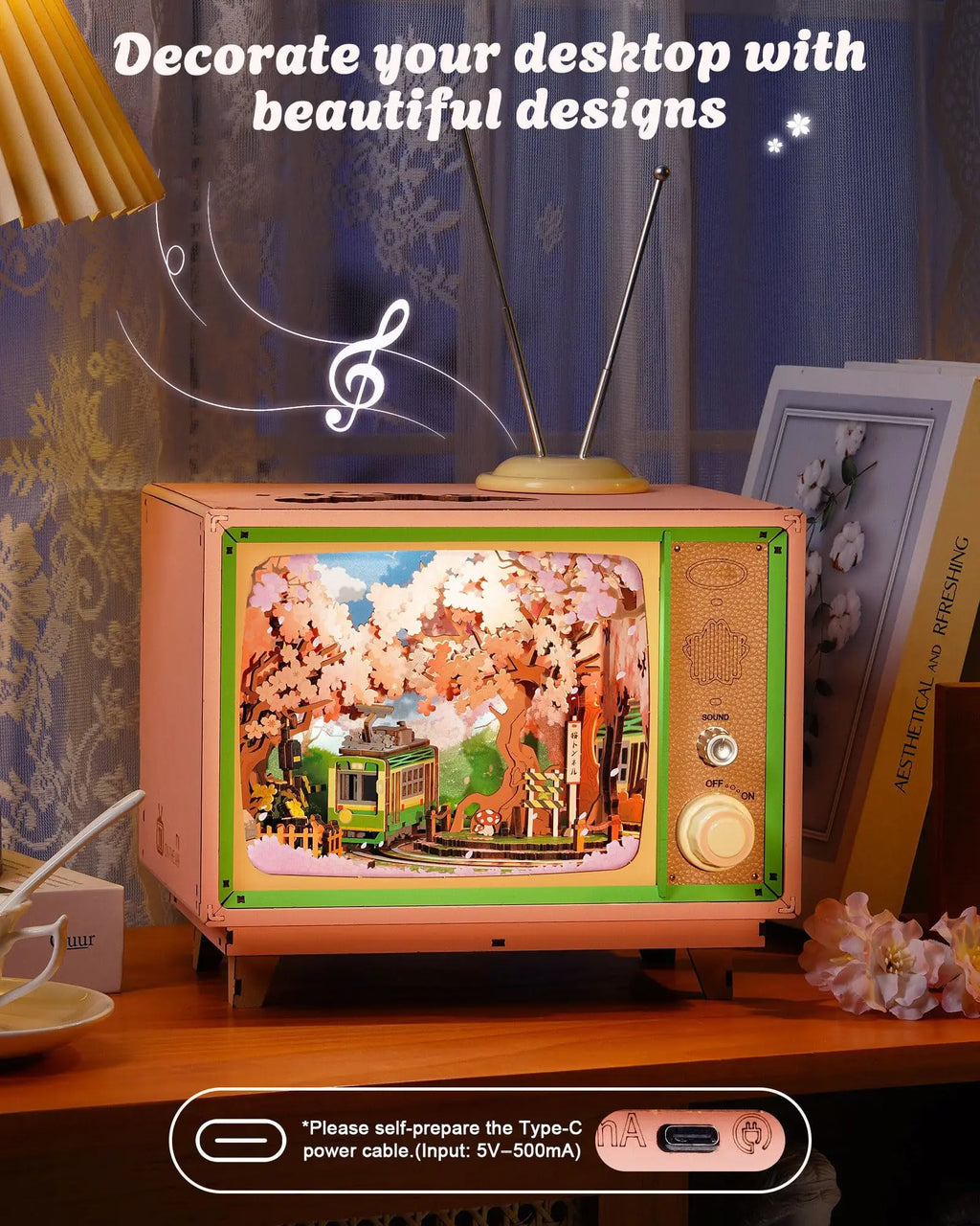 Sakura Dreamy TV Music Box with Light - Model to assemble