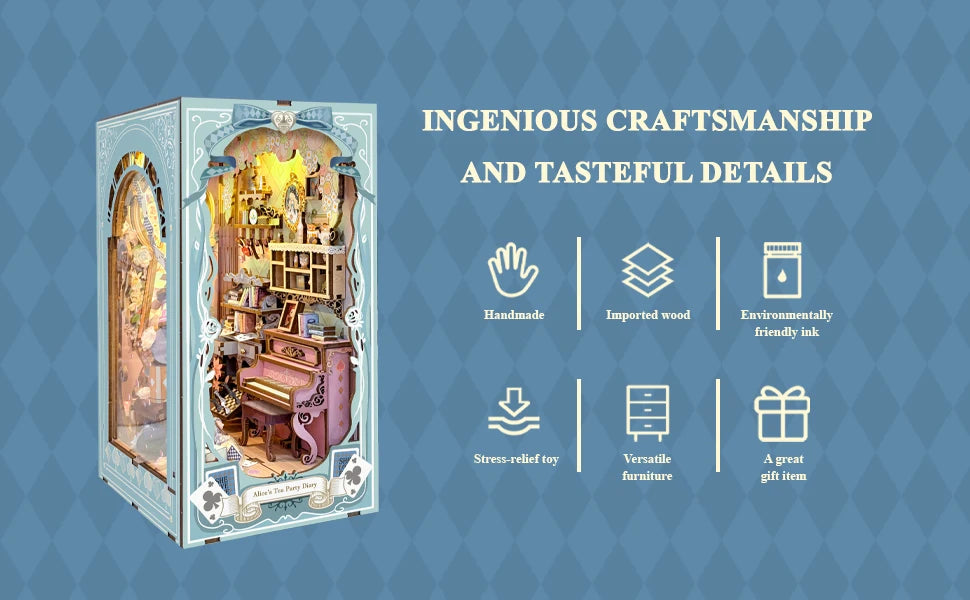 Princess Tea Party Diary Book Nook Shelf Insert - Model to assemble