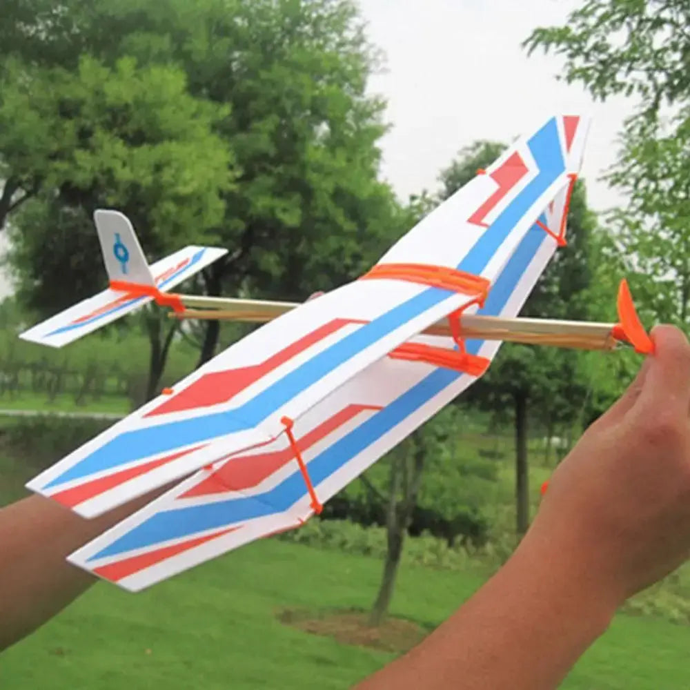 DIY Foam Glider Airplane Model Kit – Rubber Band Powered Flying Aircraft Assembly Toy for Kids - Model to assemble