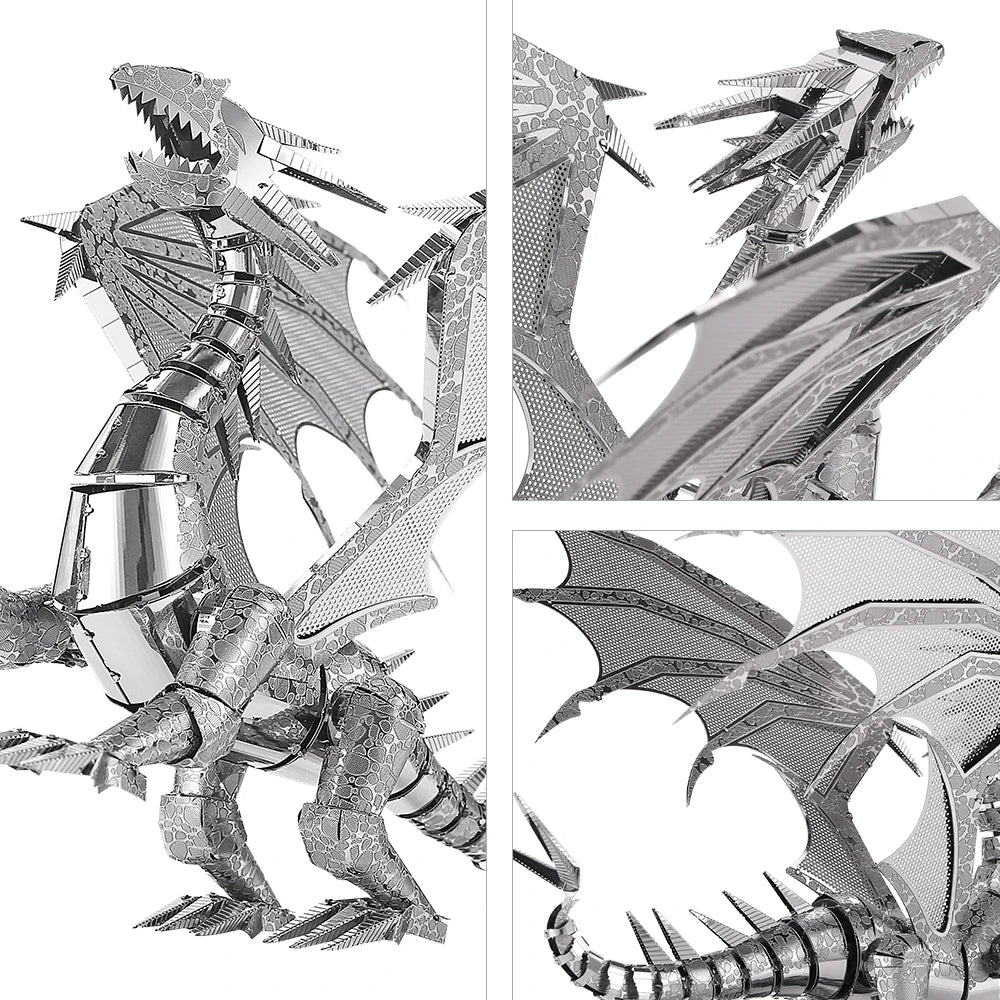 Piececool 3D Metal Puzzles Dragon Series DIY Model Building Kits Brain Teaser Jigsaw Set Great Birthday Christmas Gifts 5 colors Model to assemble