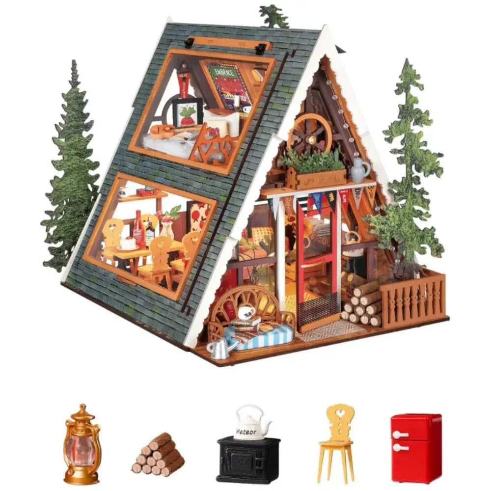 Miniature Frame Cabin with Openable Skylight - Model to assemble