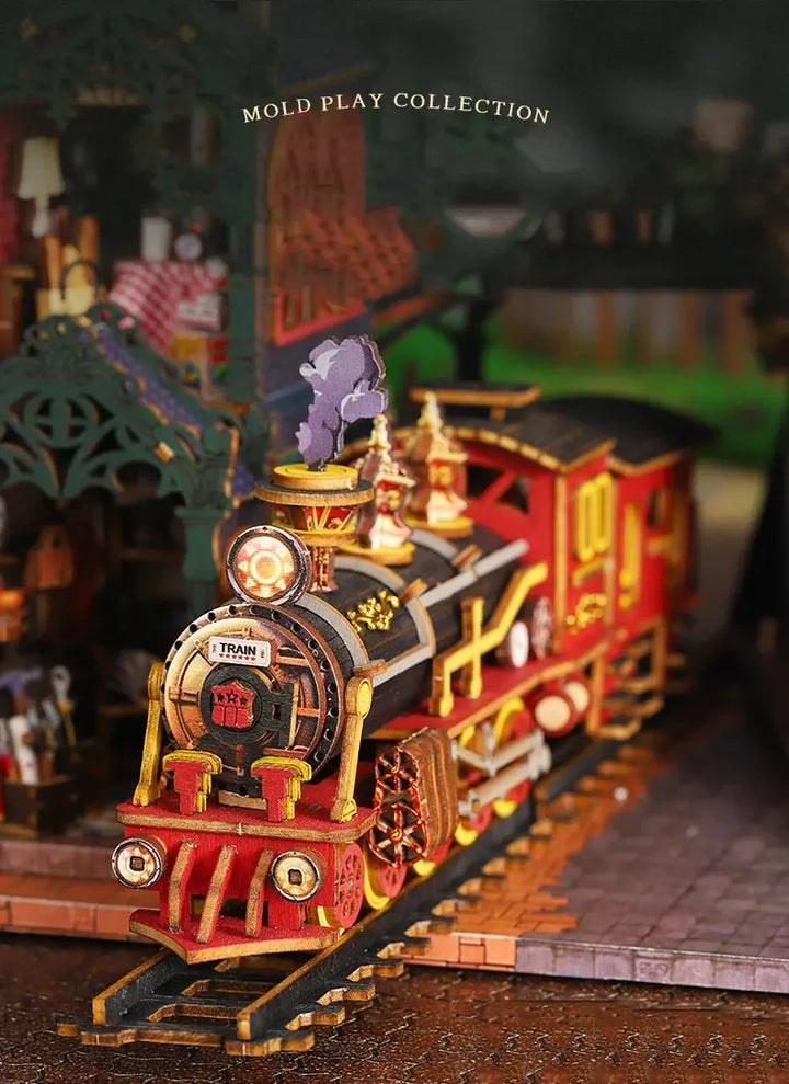 Rail-track Secluded City Figurines Miniatures Bookend Assembled Houses - Model to assemble