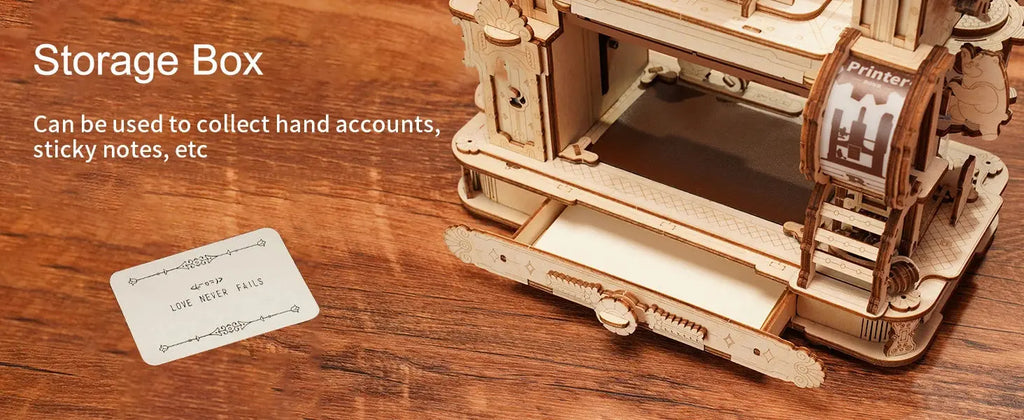 Wooden Printing Press Mechanical Gears Model Kit - Model to assemble