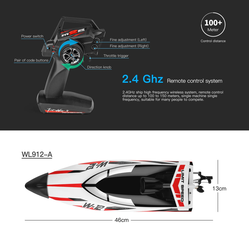 WLtoys WL916 WL912-A RC Boat 2.4Ghz 55KM/H 35KM/H High Speed Racing Watercraft Remote Control Speedboat Toys For Boys Model to assemble