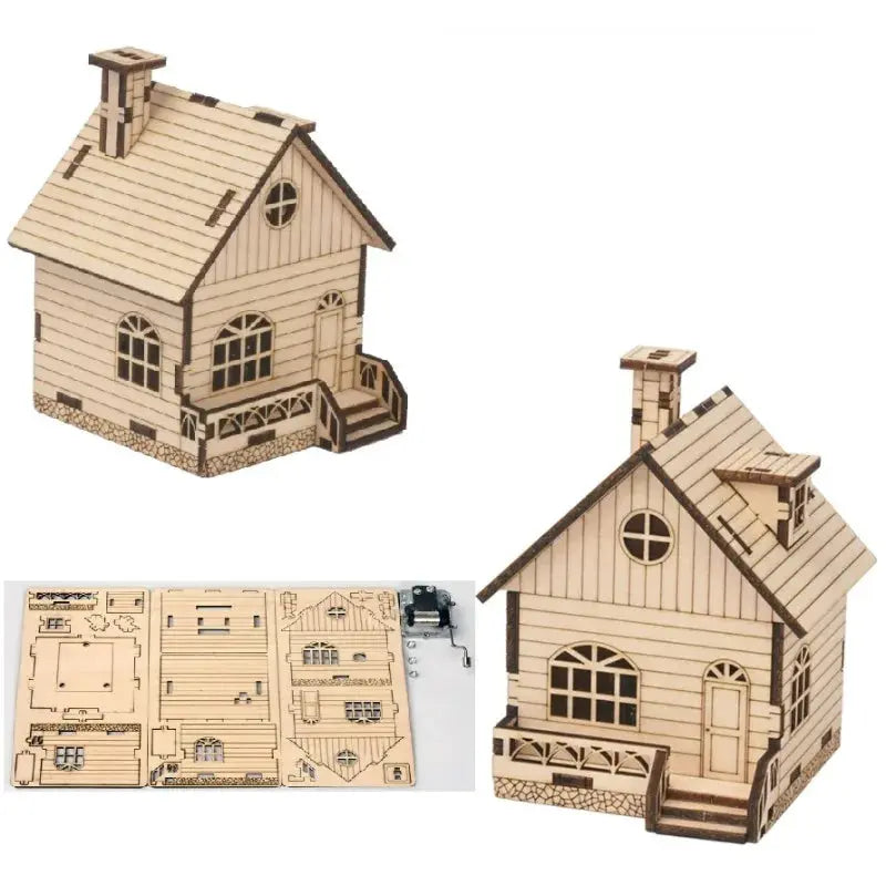 Wooden House Music Box Model Kit - Model to assemble