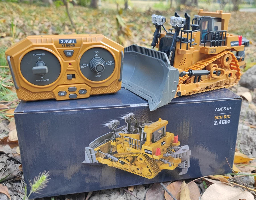 4WD Remote Control Excavator Toy Radio Controlled RC Dump Truck Vehicle Crawler Bulldozer Construction Car Gifts for Kids Boys Model to assemble