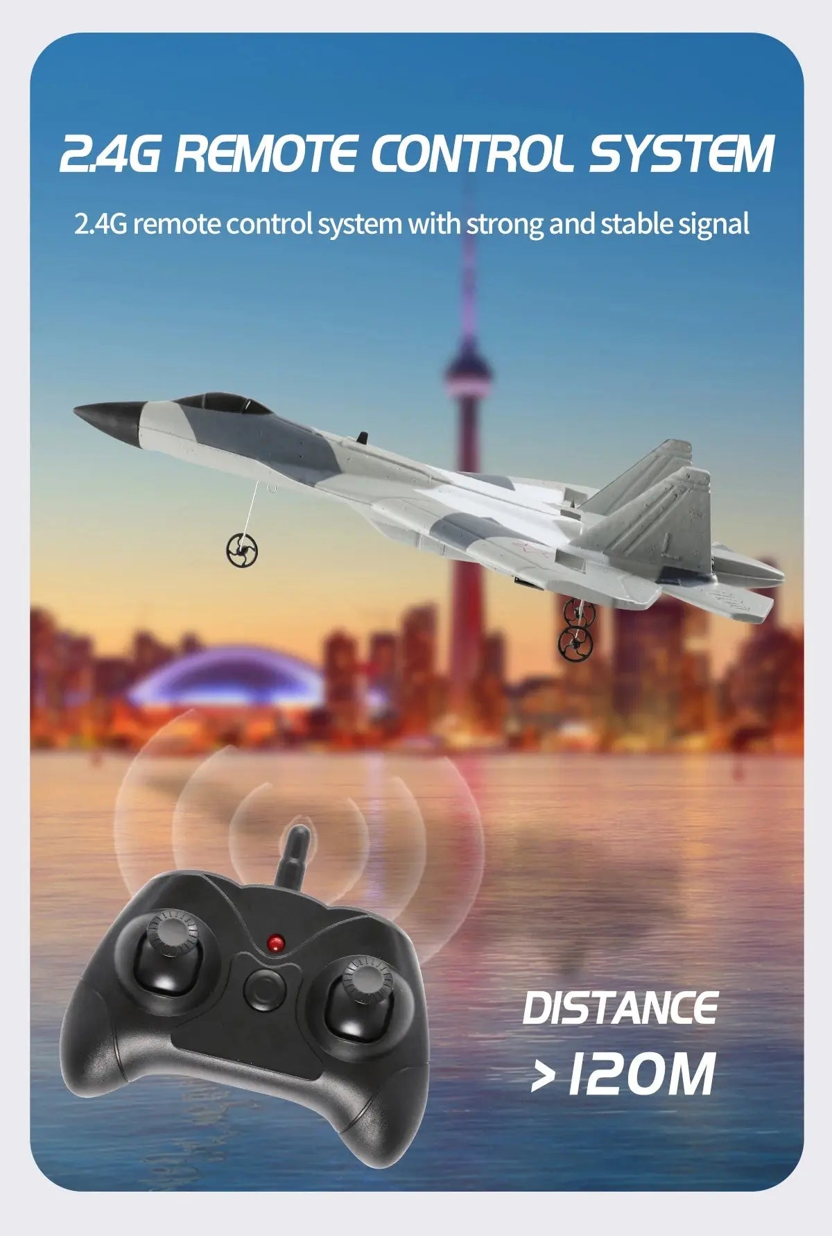 SU-35 RC Fighter Jet Foam Glider – 2.4G Remote Control Fixed Wing Airplane for Kids & Hobbyists - Model to assemble