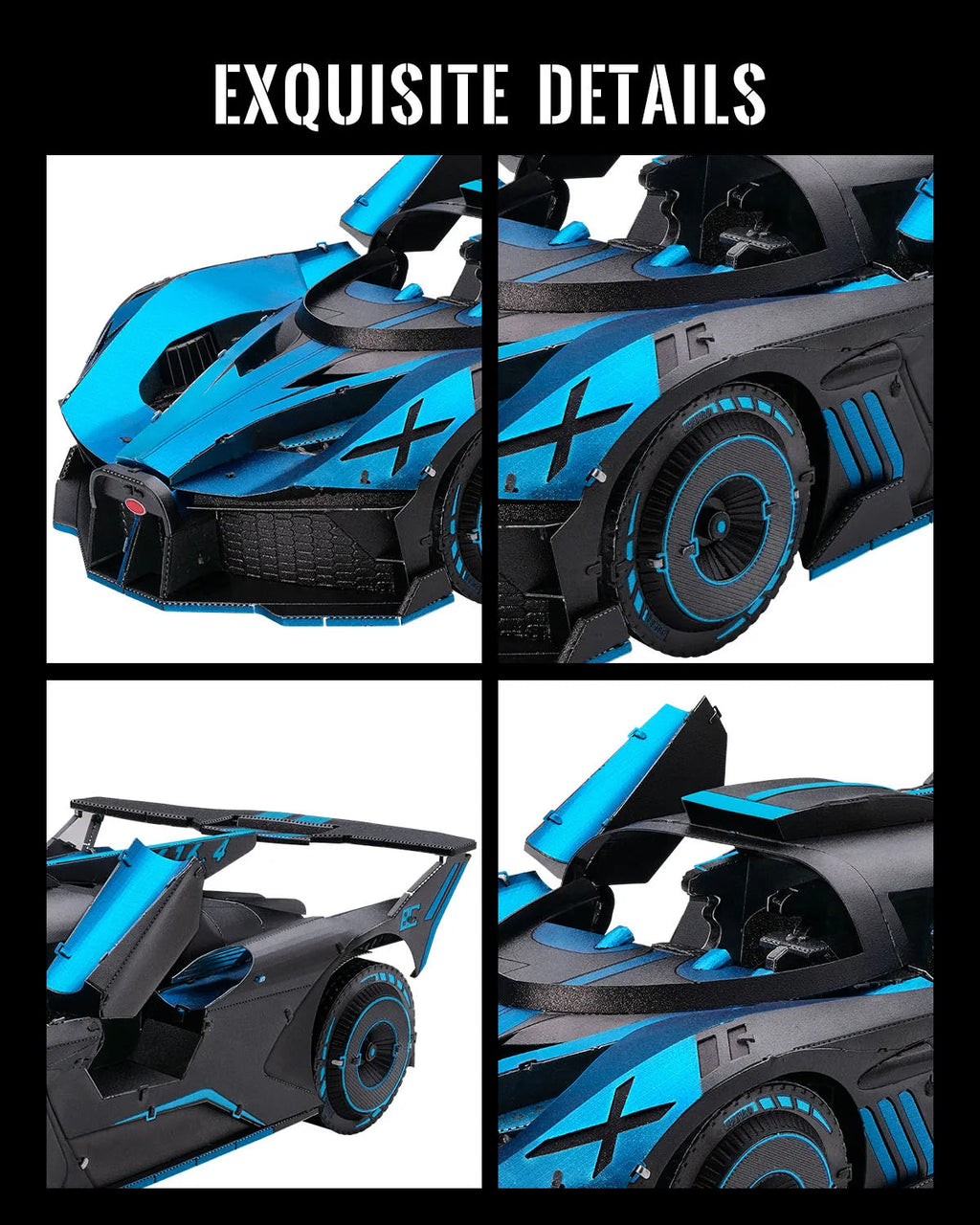Piececool 3D Puzzles for Adult Blue Supercar 3D Metal Model Kits DIY Kit Jigsaw Craft for Home Decoration Best Gifts Model to assemble