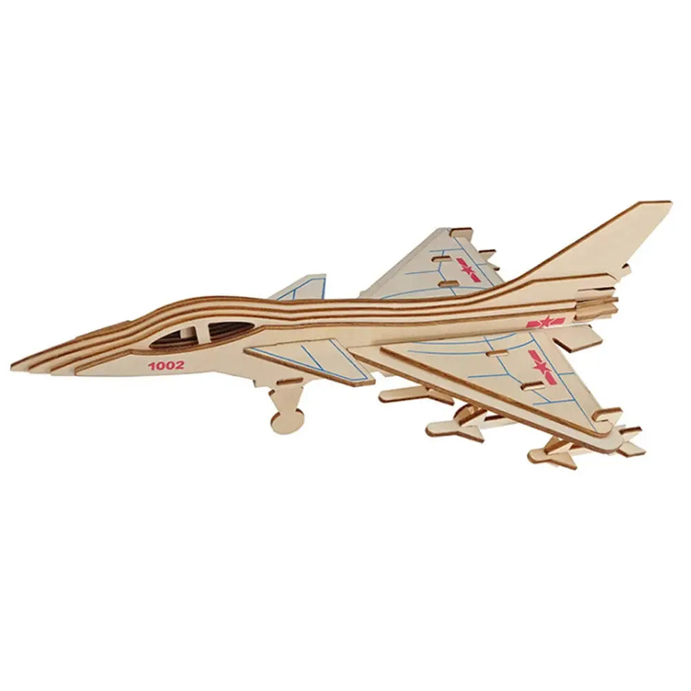 DIY Wooden 3D Fighter Jet Puzzle Model Kit – Handmade Airplane Assembly Toy for Kids - Model to assemble