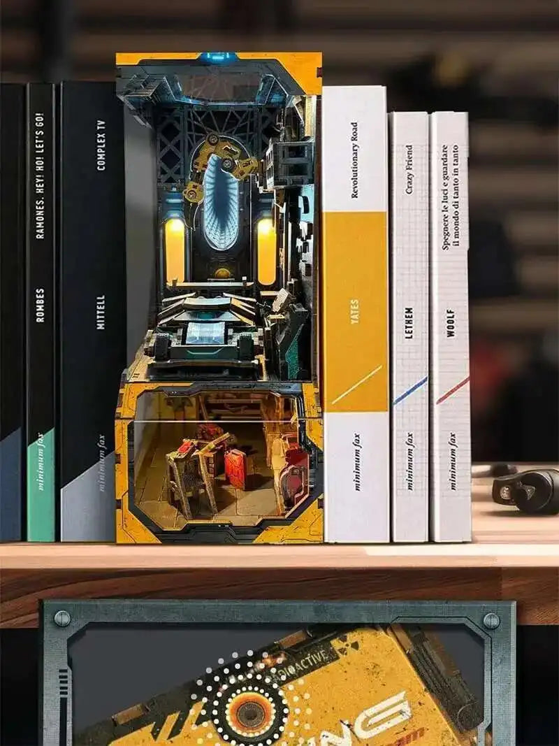 Automotive Workshop Wooden DIY Book Nook Figurines Miniatures Kits Bookshelf Home Bookend Decoration For Adult Handmade Gifts Model to assemble