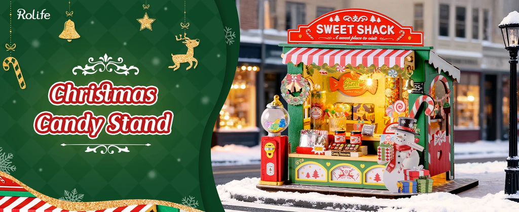 Christmas Candy Stall Dolls House, Christmas Decor - Model to assemble