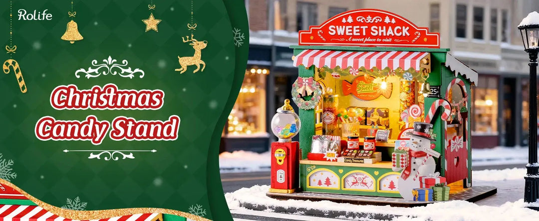 Christmas Candy Stall Dolls House, Christmas Decor - Model to assemble