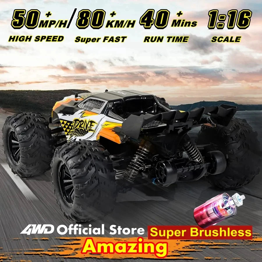 4WD Remote Control Car Off Road 4x4 RC High Speed Buggy Truck Super Brushless 50 or 80KM/H Fast Drift Racing Toy Kids Adults Model to assemble