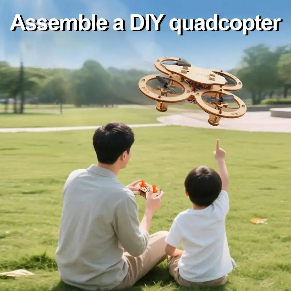 Drone Quadcopter Wooden Assembly DIY With Remote Control - Model to assemble
