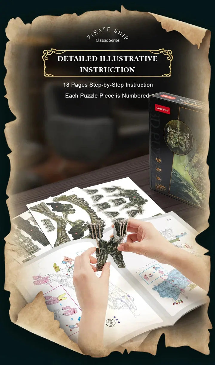 Green LED Flying Dutchman Pirate Ship Model to assemble