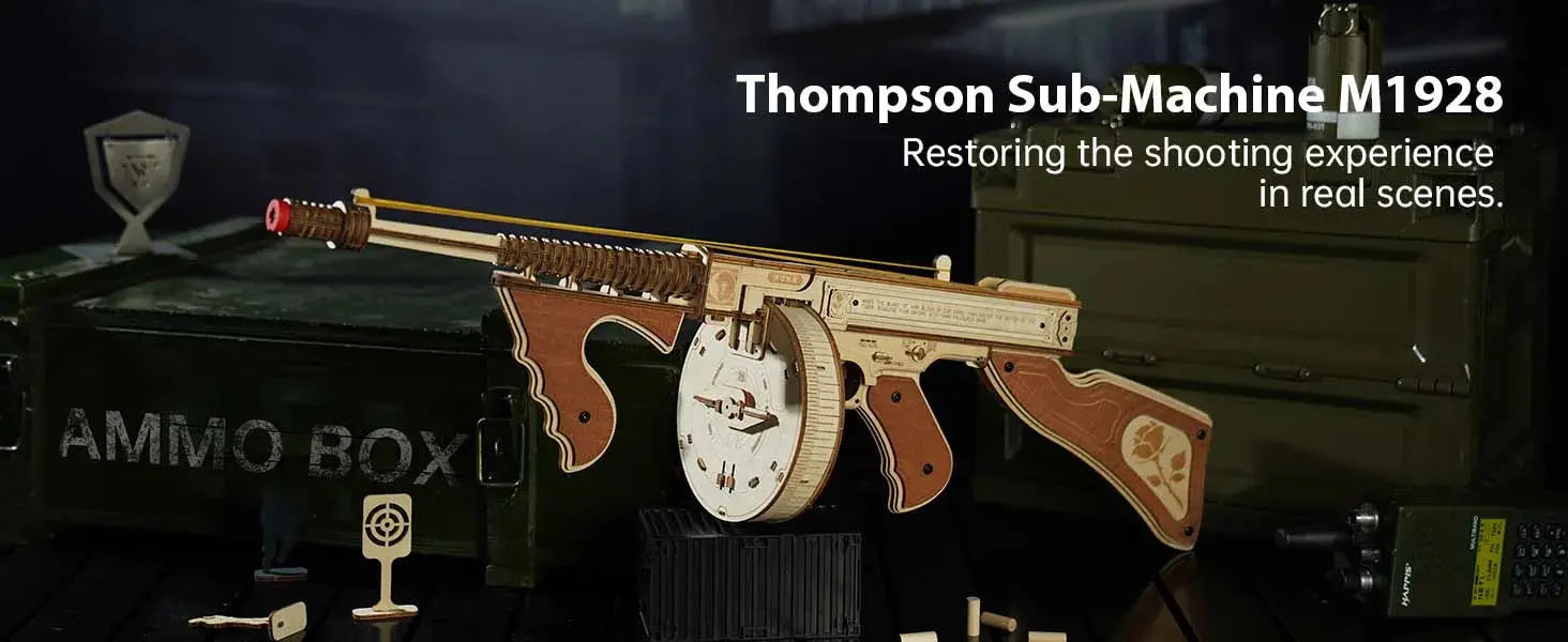 Thompson Submachine Gun 3D Wooden Puzzle - Model to assemble