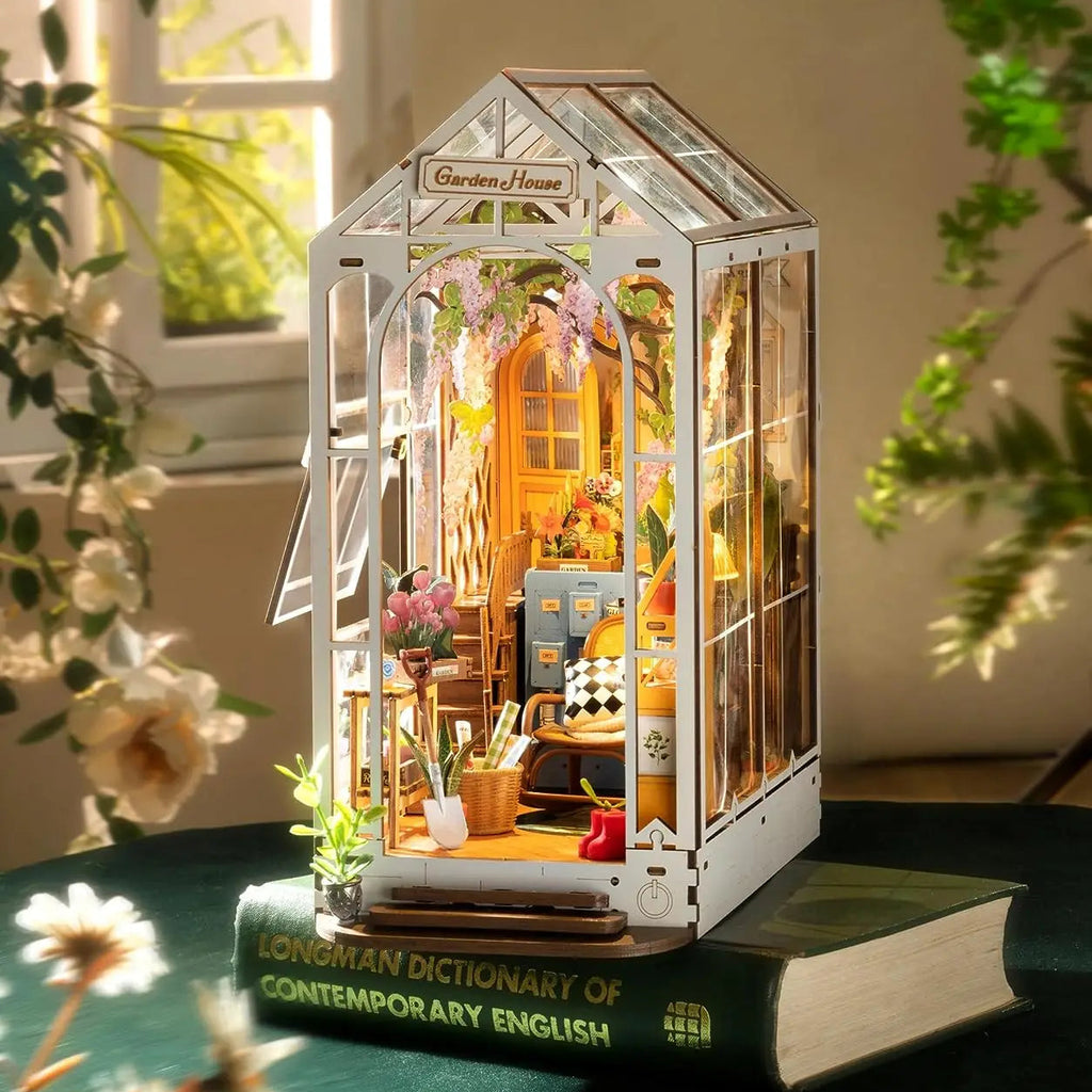 Robotime Rolife DIY Book Nook Wooden Miniature Doll House for Bookshelf Insert Furniture Model to assemble
