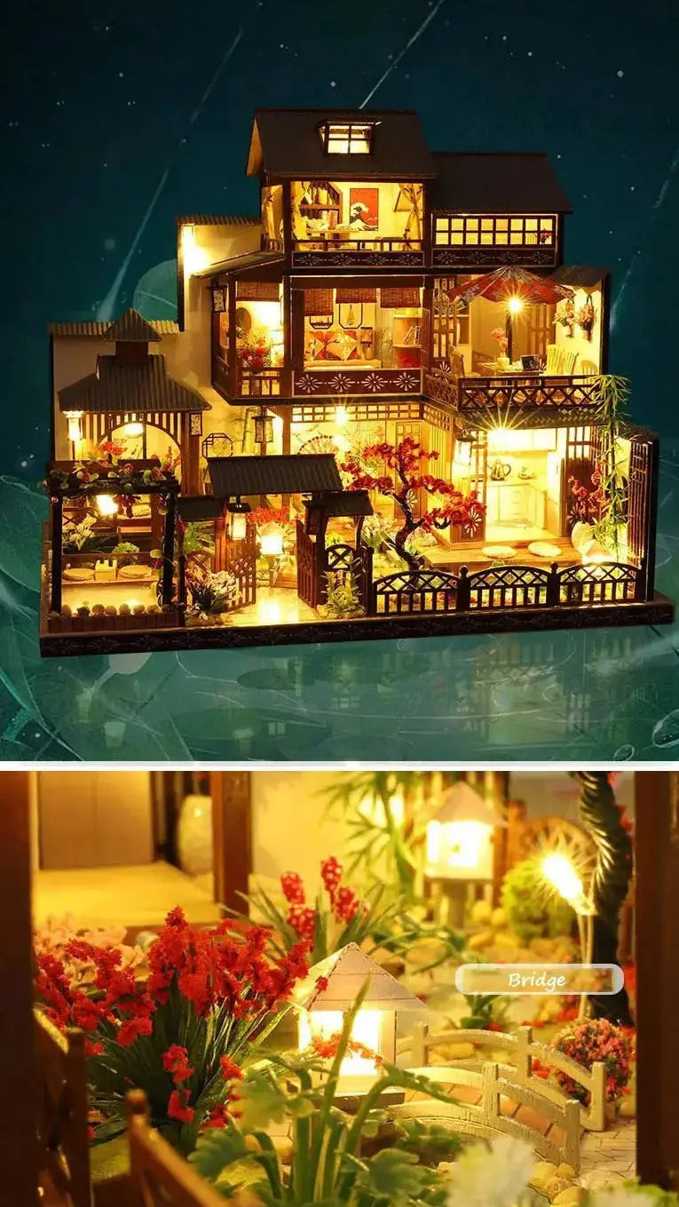 Japanese Dollhouse With Furniture Lights - Model to assemble