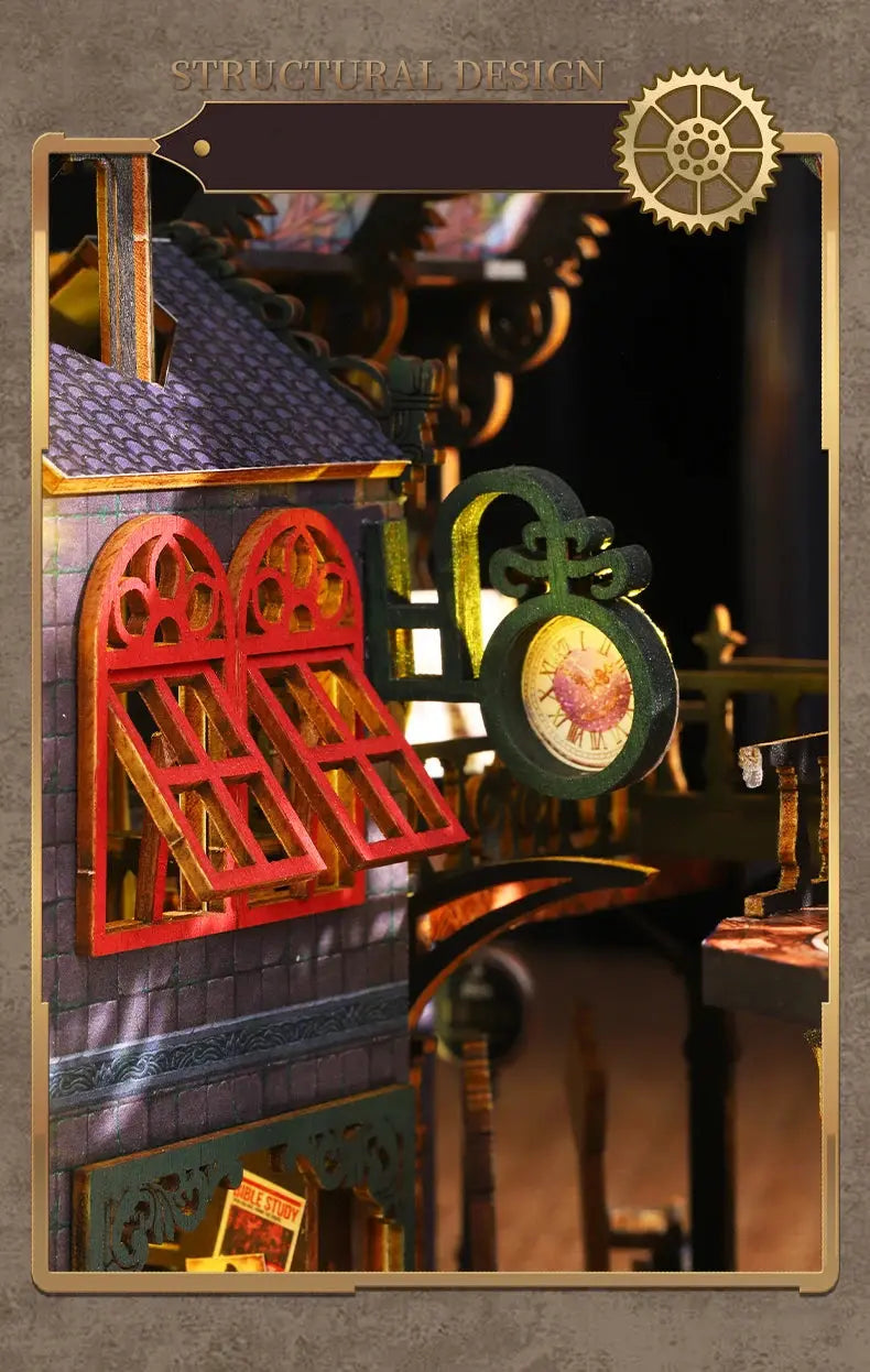 Rail-track Secluded City Figurines Miniatures Bookend Assembled Houses - Model to assemble