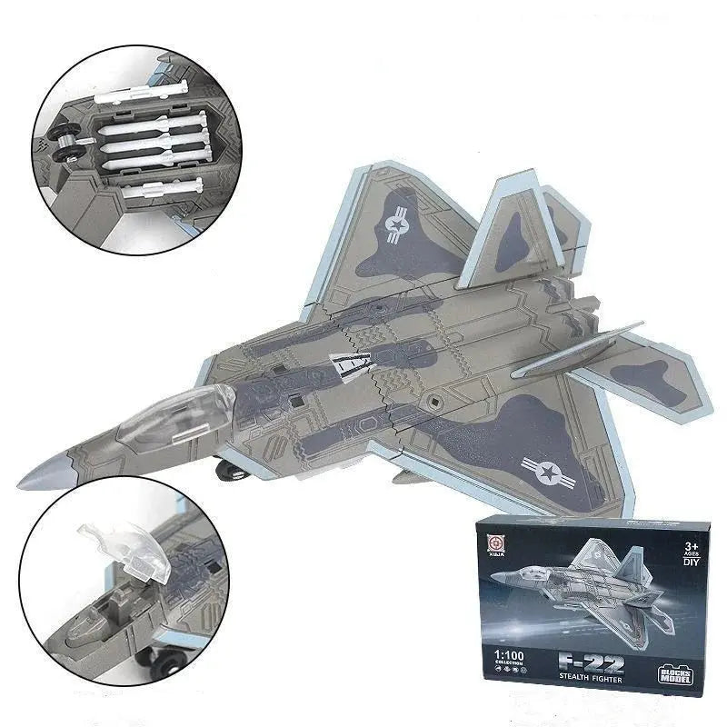 F-22 Raptor Fighter Jet Model Kit 1:100 Scale – Quick Build Plastic Military Aircraft - Model to assemble