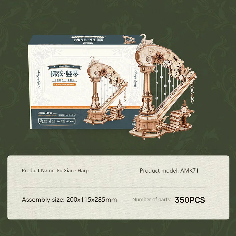 Stringed Harp Music Box - Model to assemble