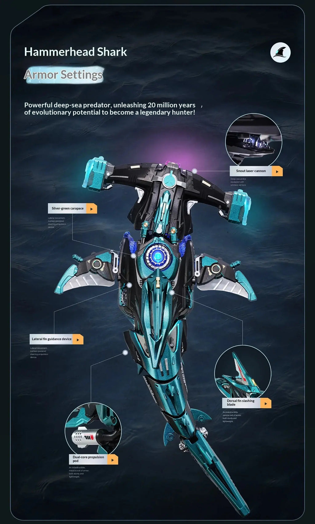 Hammerhead Shark Led Light Metal Model Kit - Model to assemble