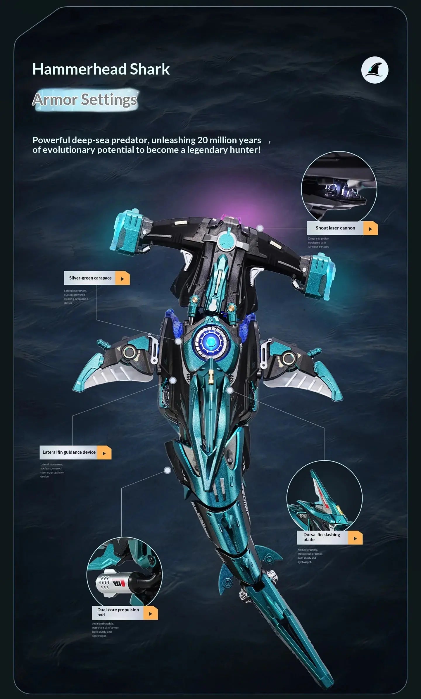 Hammerhead Shark Led Light Metal Model Kit - Model to assemble