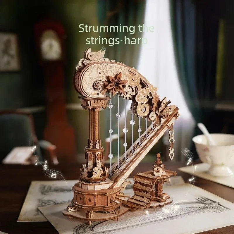 Stringed Harp Music Box - Model to assemble