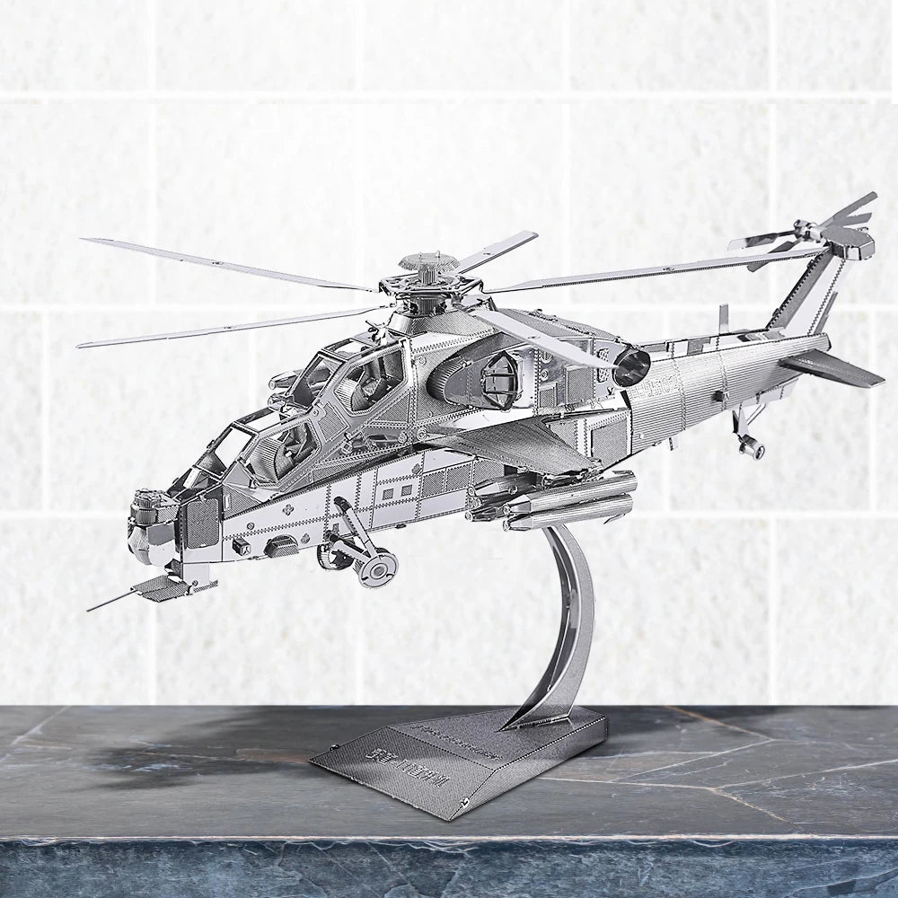 Piececool Model Building Kits WUZHI-10 Helicopter 3D Metal Puzzle Jigsaw Kids Toys DIY Set for Adult Brain Teaser Model to assemble