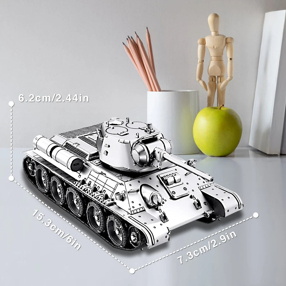 Piececool 3D Metal Puzzle T-34/76 Medium Tank Diy Jigsaw Toy for Adult Brain Teaser Assembly Model for Collection Model to assemble