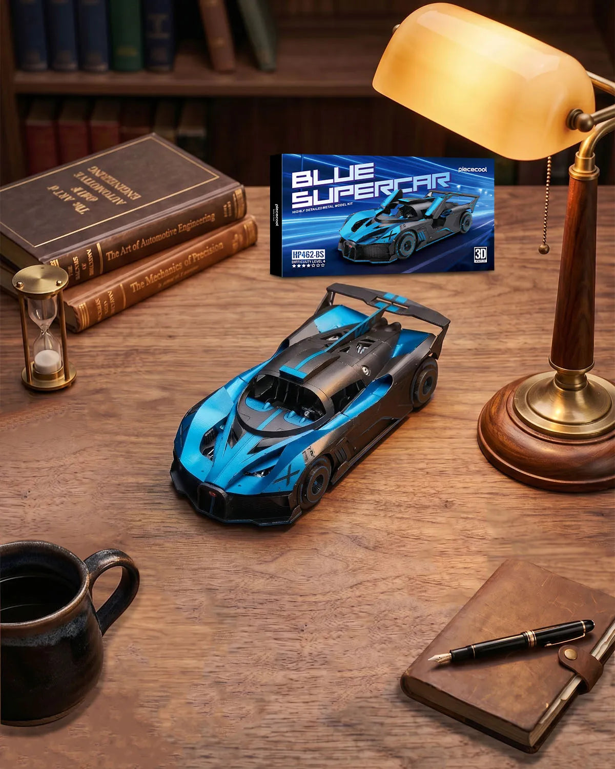Piececool 3D Puzzles for Adult Blue Supercar 3D Metal Model Kits DIY Kit Jigsaw Craft for Home Decoration Best Gifts Model to assemble