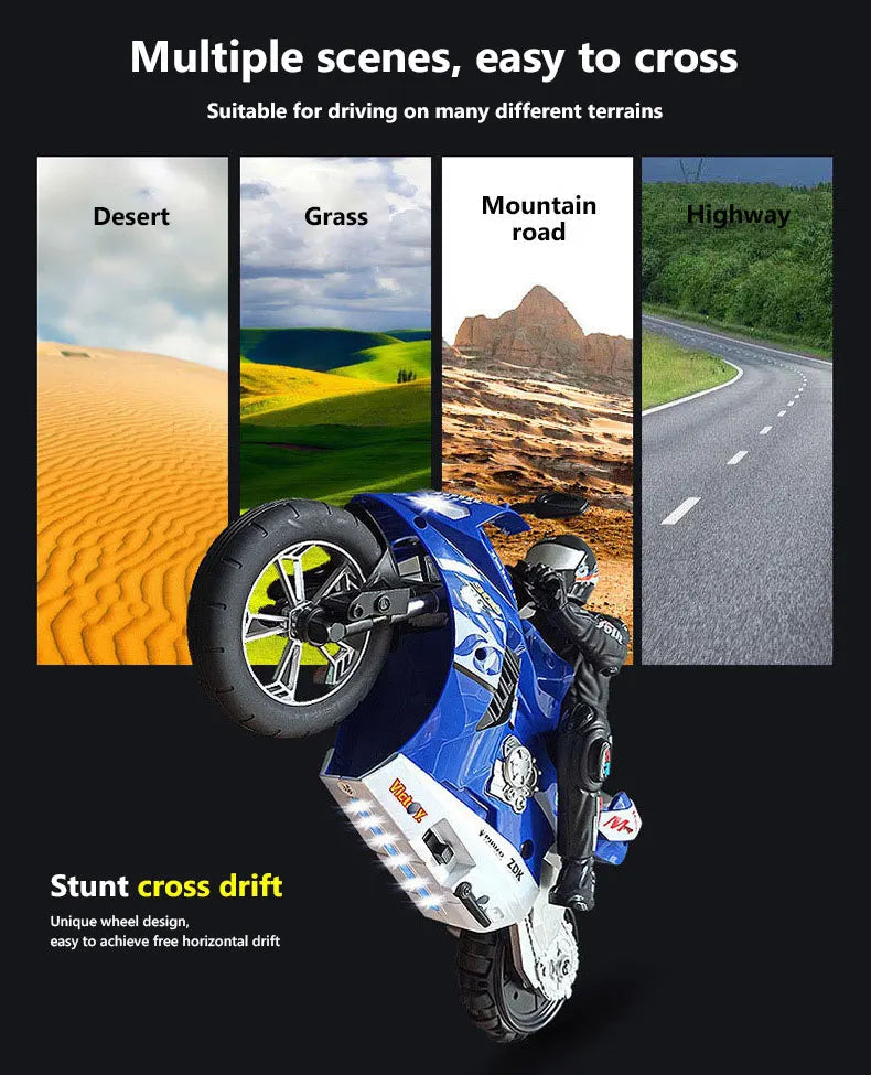 RC Motorcycle Self-Balancing 6 Axis of Gyroscope Stunt Racing Motorcycle Plastic RTR High Speed Off-Road Model Kid Toys For Boy Model to assemble