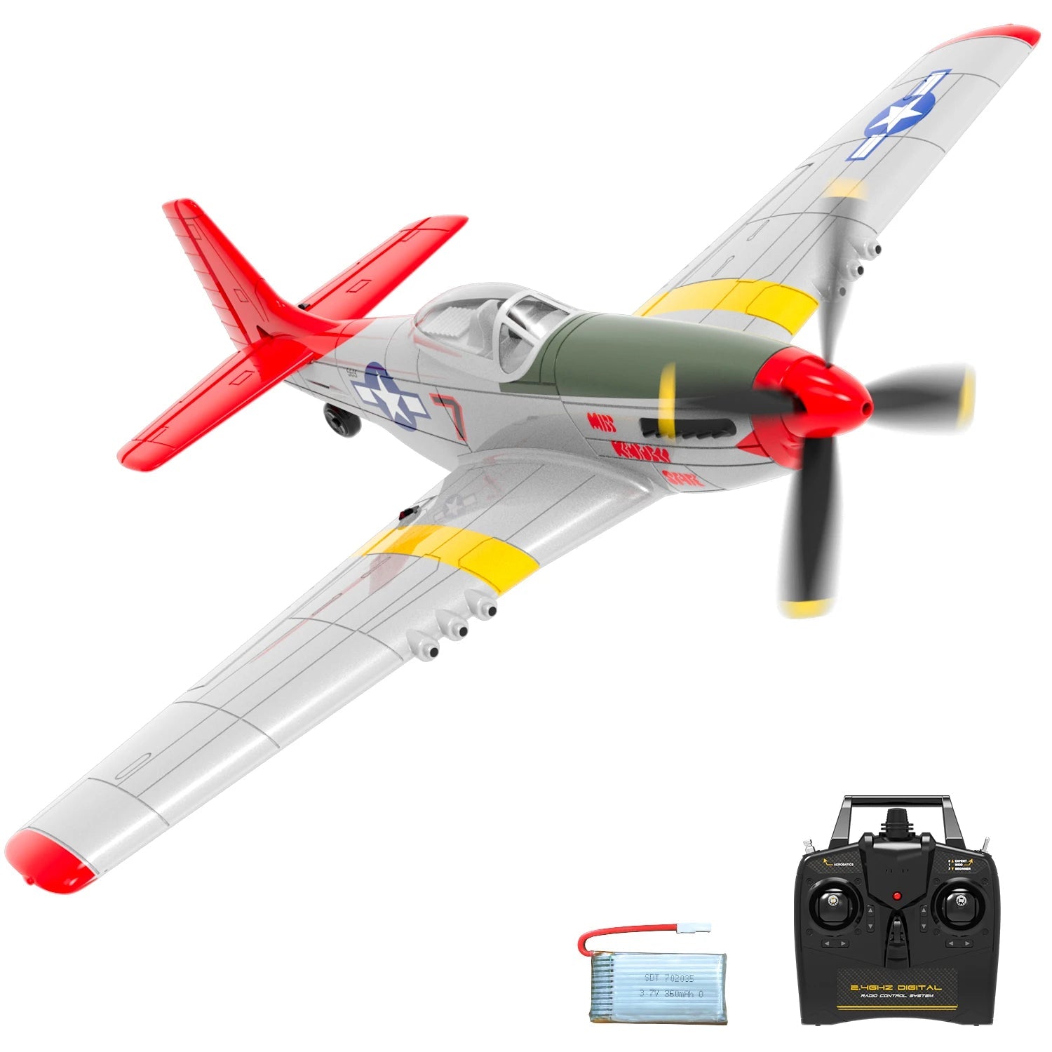 Volantex New Spitfire RC Plane EPP 400mm Wingspan RC Fighter One Key Aerobatic 2.4G 4CH RTF Warbird Plane Model to assemble