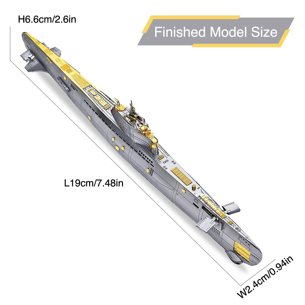 Piececool 3D Metal Puzzle Submarine Model Building Kits DIY Toy for Adult Jigsaw Brain Teaser for Teen Model to assemble
