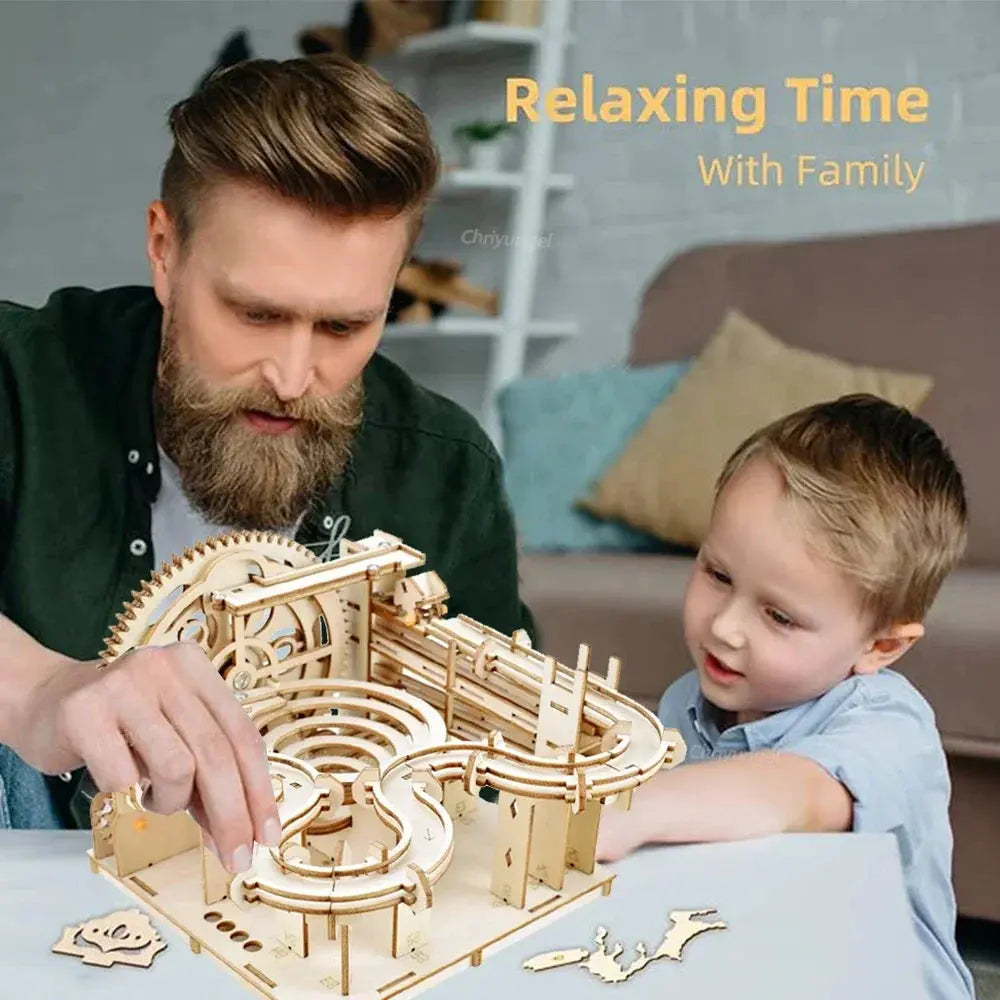 3D Wooden Puzzle DIY Building Kits Mechanical Model Marble Run - Model to assemble