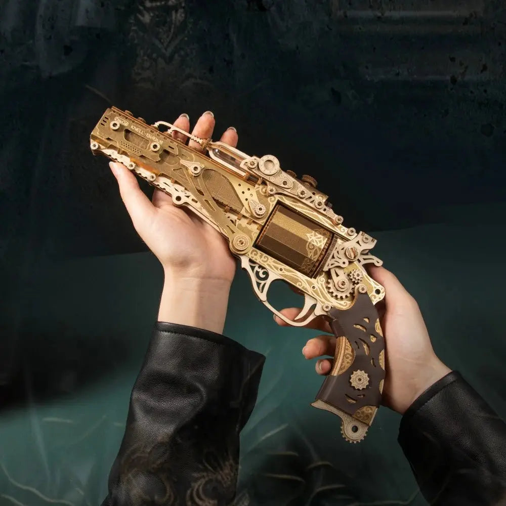 Steampunk Revolver Wooden Model Kits Model to assemble