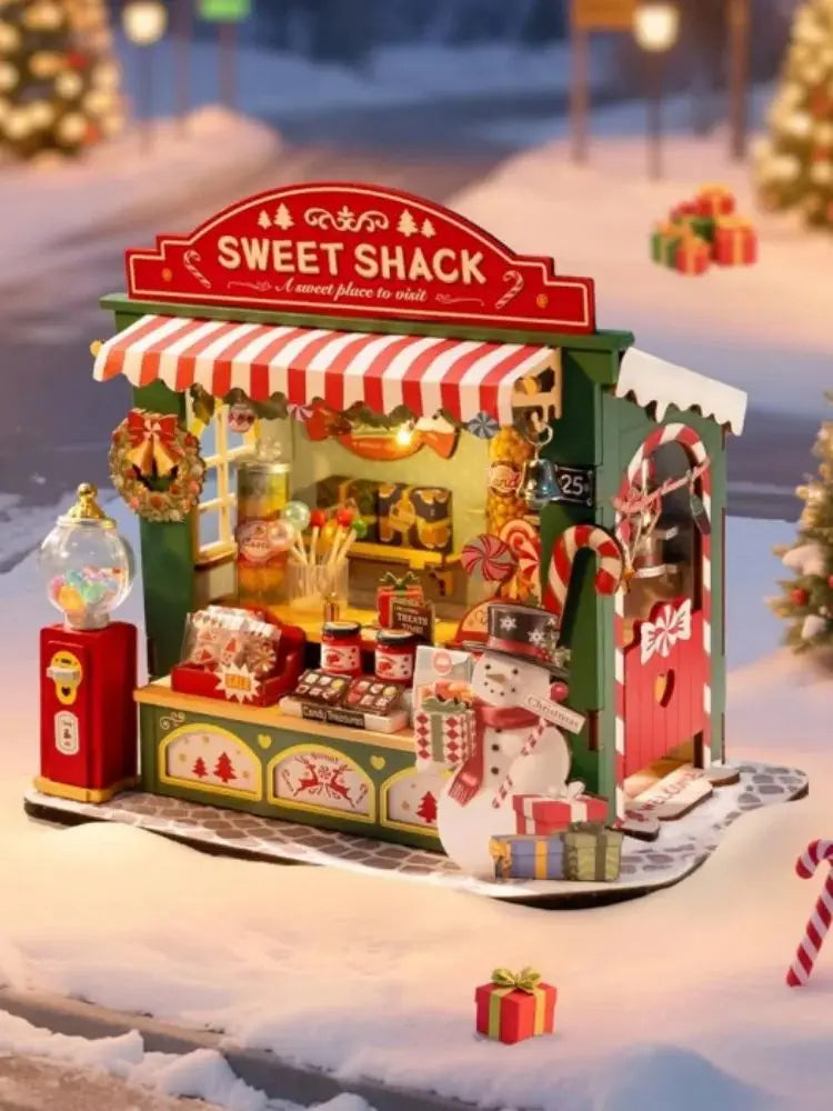 Christmas Candy Stall Dolls House, Christmas Decor - Model to assemble