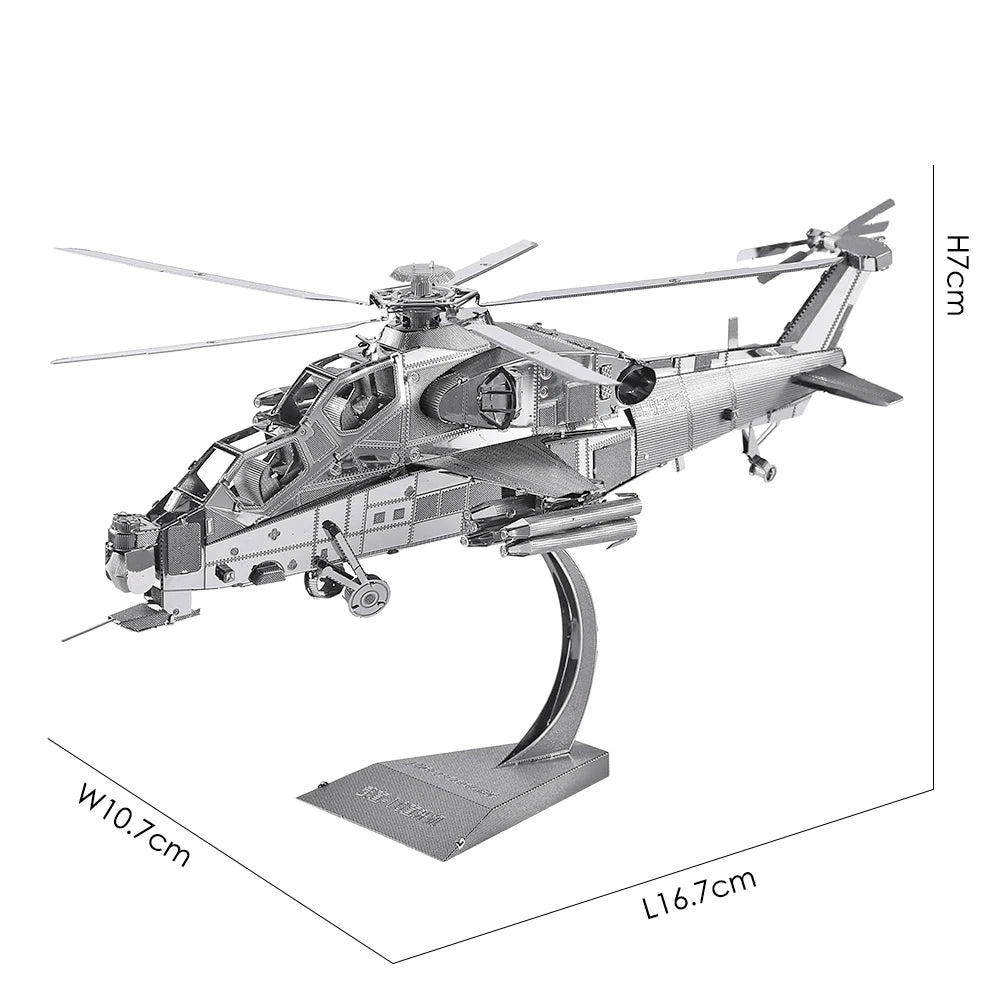 Piececool Model Building Kits WUZHI-10 Helicopter 3D Metal Puzzle Jigsaw Kids Toys DIY Set for Adult Brain Teaser Model to assemble