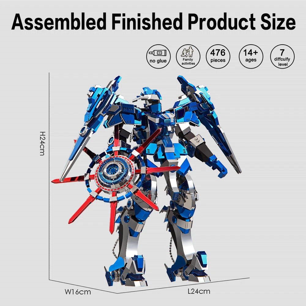 Piececool Puzzle 3D Metal Model Kits Blue Mech DIY Toys Jigsaw Birthday Valentine's Day Gifts for Teen Model to assemble