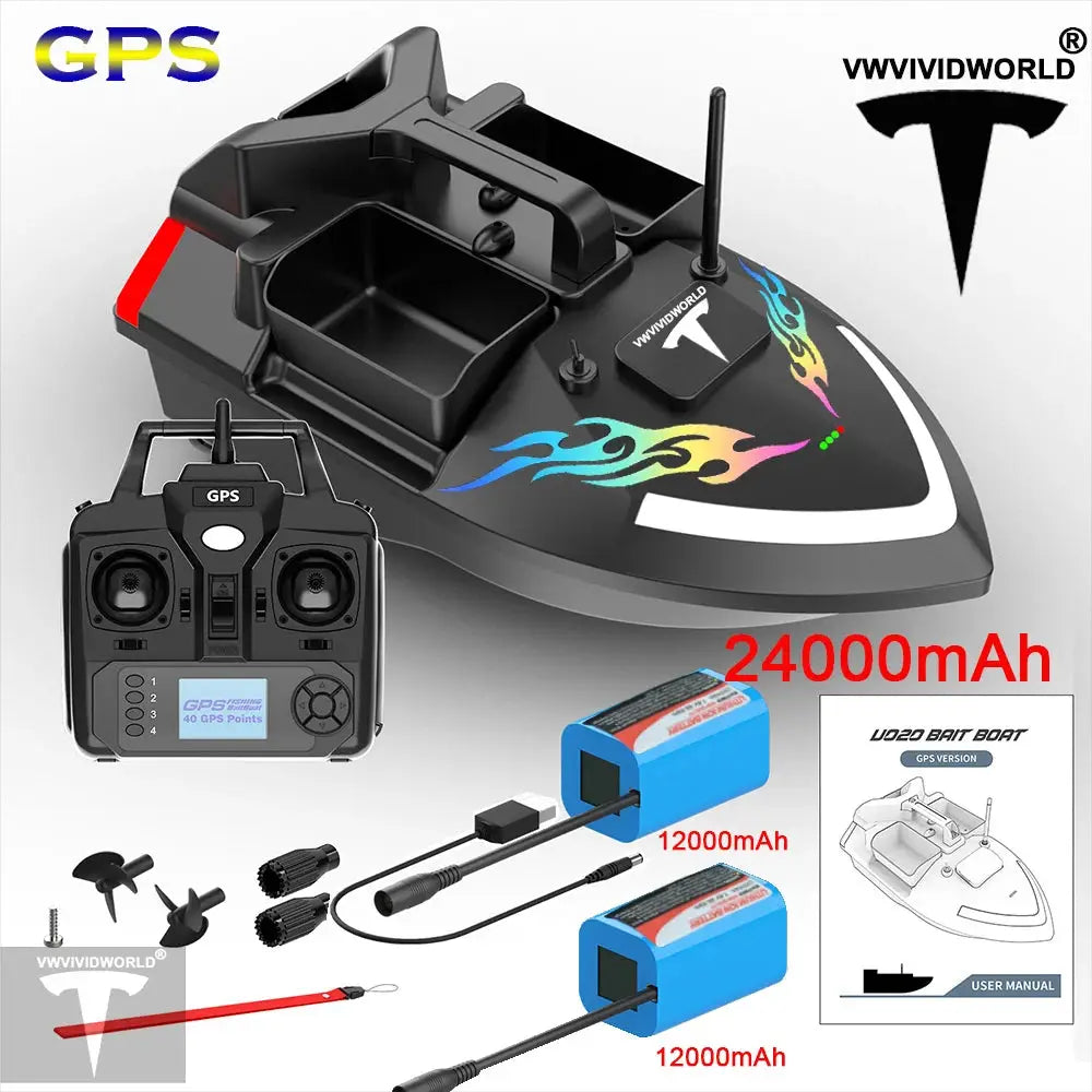 GPS Fishing Bait Boat – 2KG Capacity, 40 Waypoints & Auto Return - Model to assemble