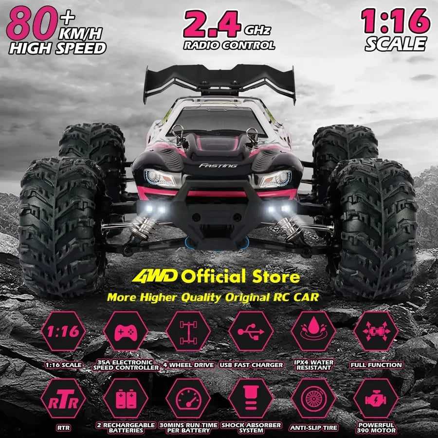 4WD Remote Control Car Off Road 4x4 RC High Speed Buggy Truck Super Brushless 50 or 80KM/H Fast Drift Racing Toy Kids Adults Model to assemble