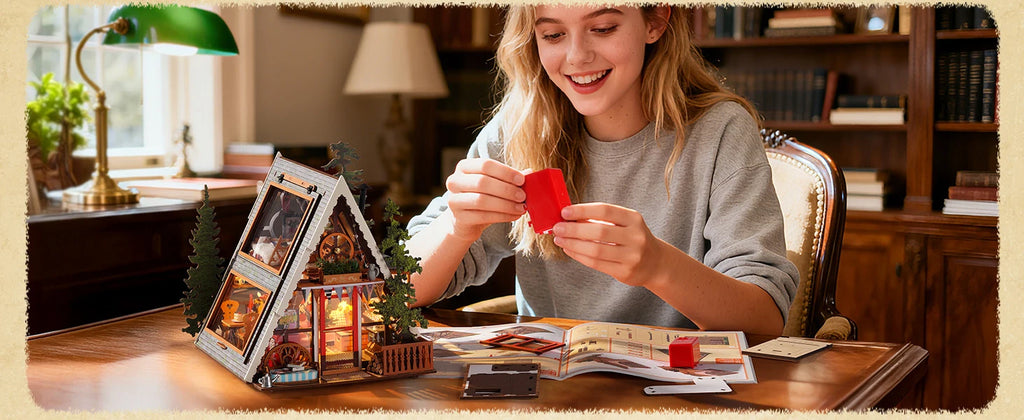 Miniature Frame Cabin with Openable Skylight - Model to assemble