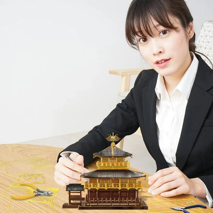Golden Pavilion Japan Architecture Metal Model to assemble