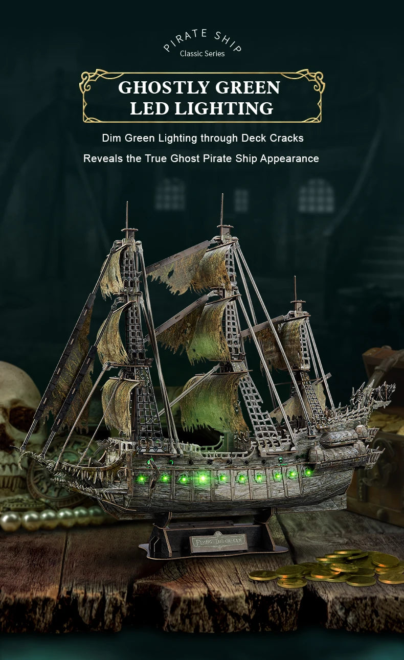Green LED Flying Dutchman Pirate Ship