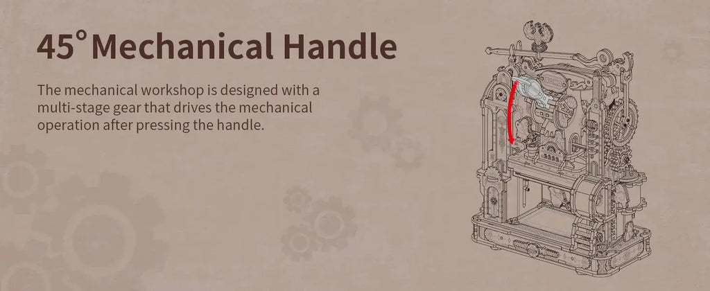 Wooden Printing Press Mechanical Gears Model Kit - Model to assemble